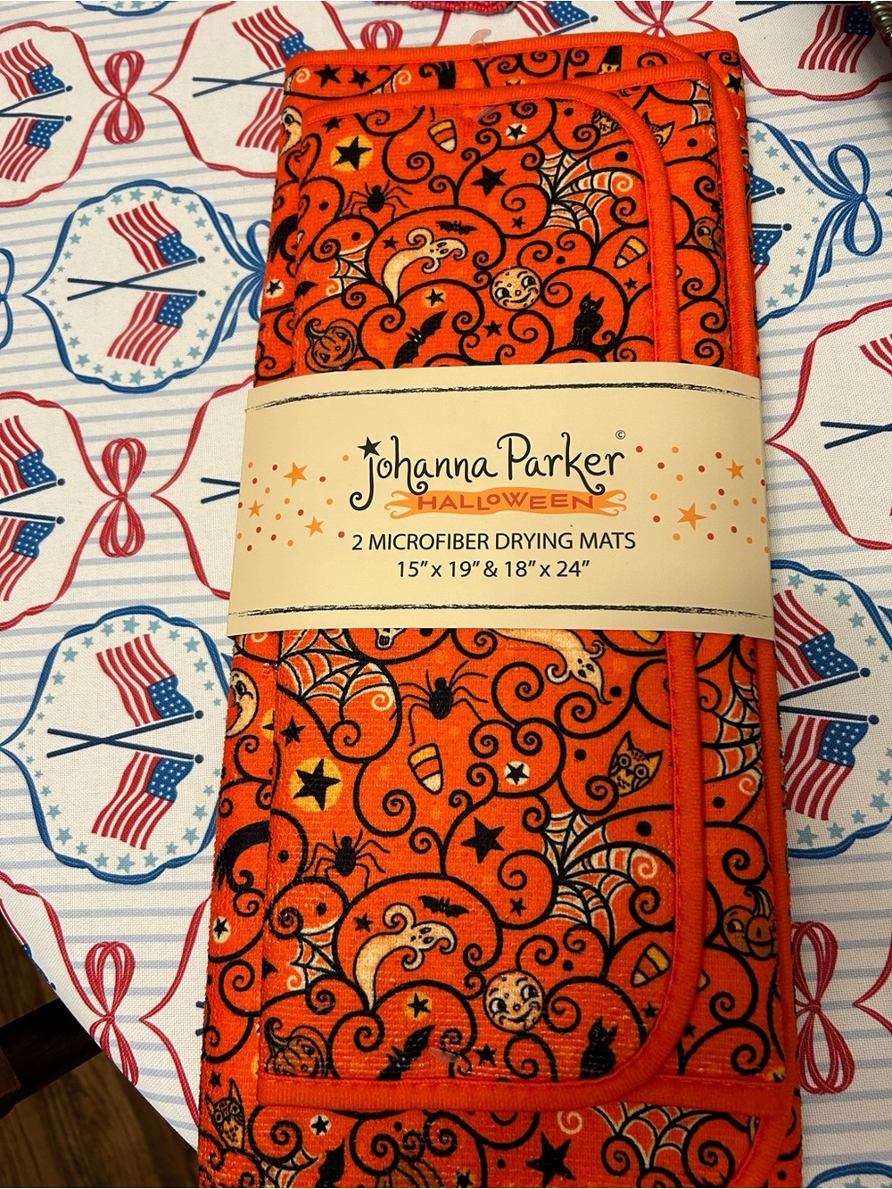 Johanna Parker Halloween Orange Microfiber Drying Mats - Set of 2